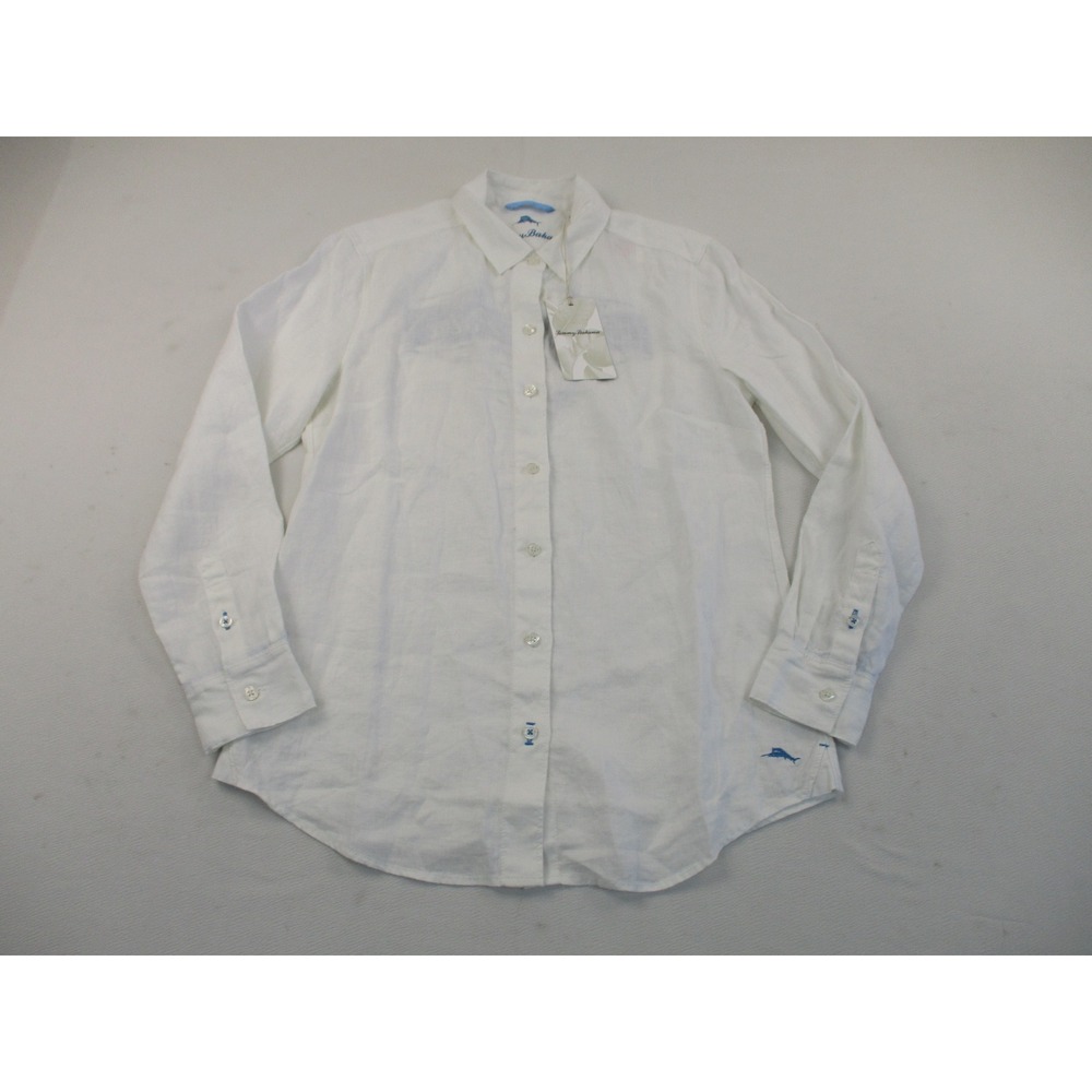 Tommy Bahama Shirt Mens XS White Destination Breezer Linen Long Sleeve TW316538